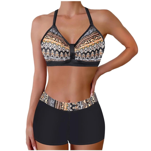 Mujeres Bikini Trajes de Baño Vintage Impreso Conservador Falda de Playa, Traje de Baño de Dos Piezas para las Vacaciones