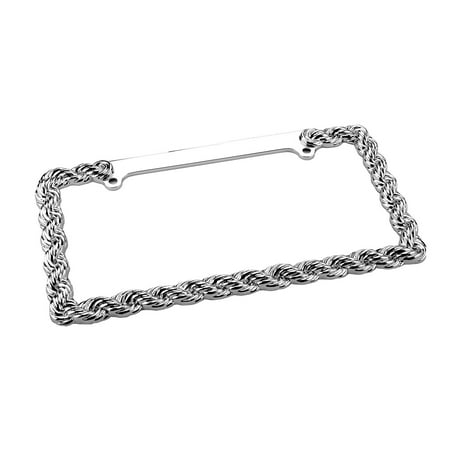 License Plate Frame Rope Silver Decorative License Plate Frame
