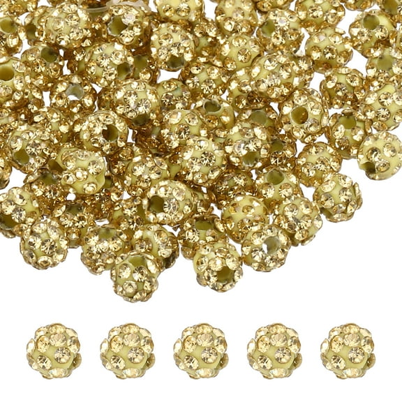 100 Pcs 4mm Rhinestone Beads for Jewelry Making, Bling Disco Bead Sparkle Diamond Clay Bead for Necklace Bracelet Christmas, Light Yellow