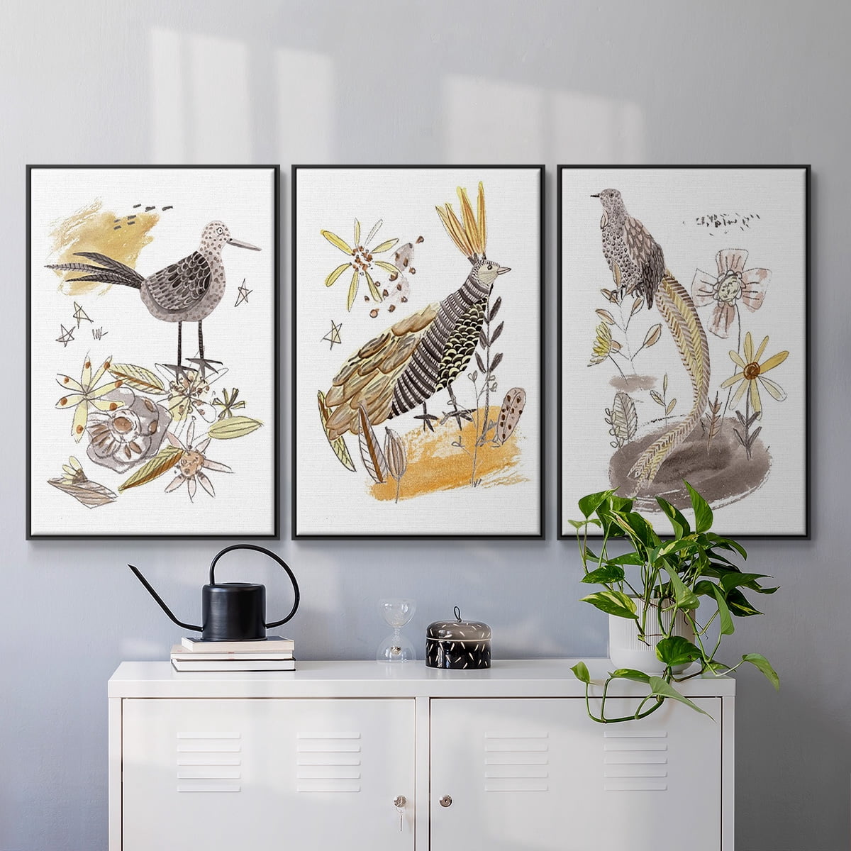 Glowing Garden at Dusk I - Framed Premium Gallery Wrapped Canvas L Frame 3 Piece Set - Ready to Hang