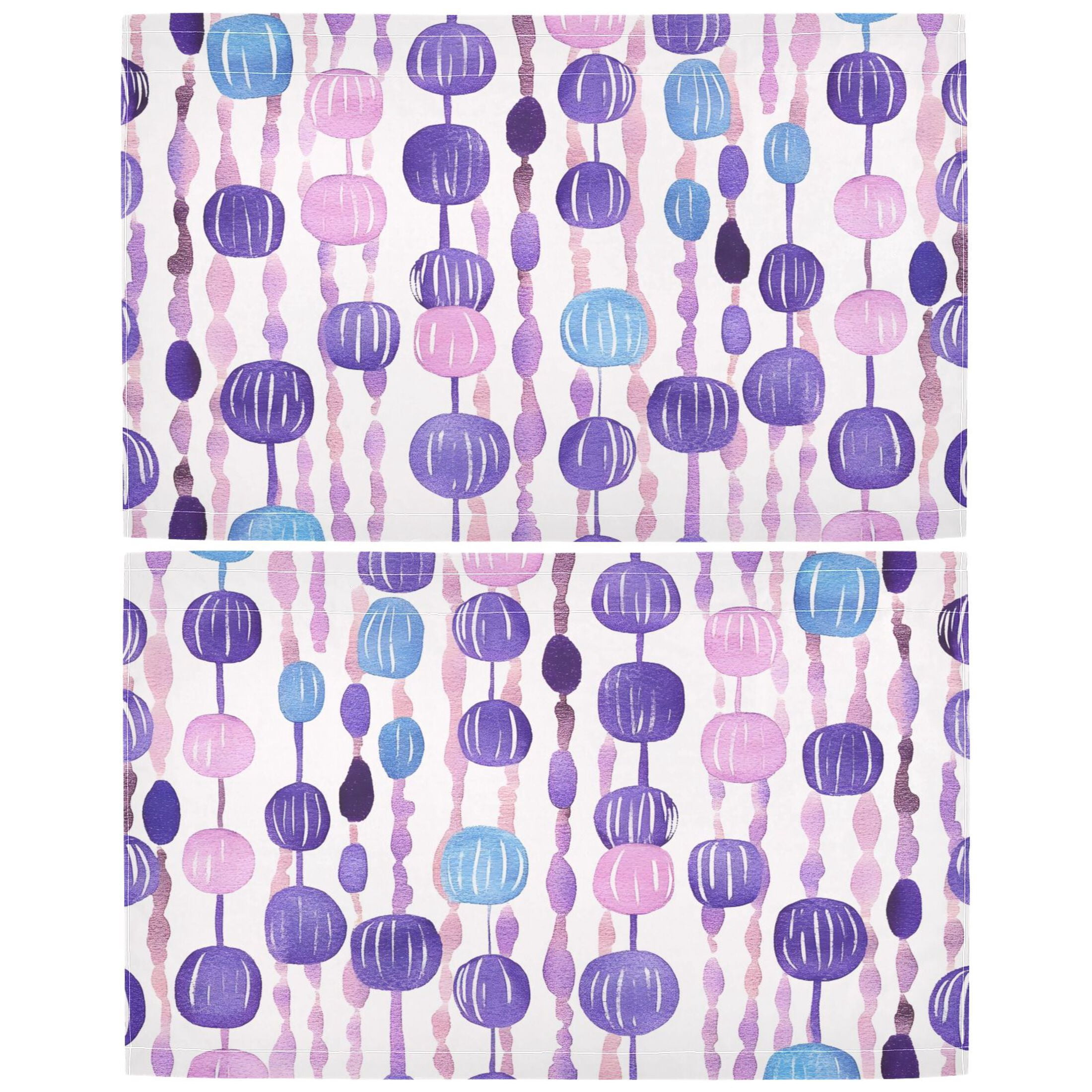 Purple and Blue Bead Pattern Tier Curtains for Kitchen 57x24 Inch Semi Sheer Light Filtering Half Window Curtains 2 Panels