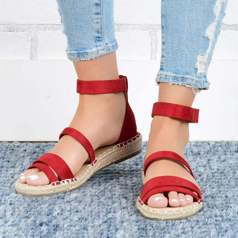 Red dressy flat best sale sandals