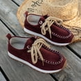 thumbnail image 4 of SYMOID Womens Wine Flock Vintage Moccasin Shoes - Soft Skin-Friendly Footwear with Thick Jute Rope Laces & Ergonomic Comfort for Daily/Weekend/Casual Work,Size 41, 4 of 9