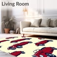thumbnail image 2 of ODIKA 5'x7' Machine Washable Non-Slip Area Rug, Vintage Roadster Luxury Automobile Journey High Traffic Rug, Red, 674640, 2 of 7