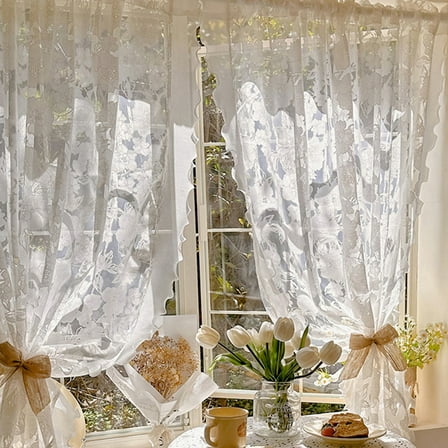 Qonioi Sheer Voile Curtains, 52x62.99 Inches Transparent Window Curtains for Living Room Bedroom, Light Filtering Drapes