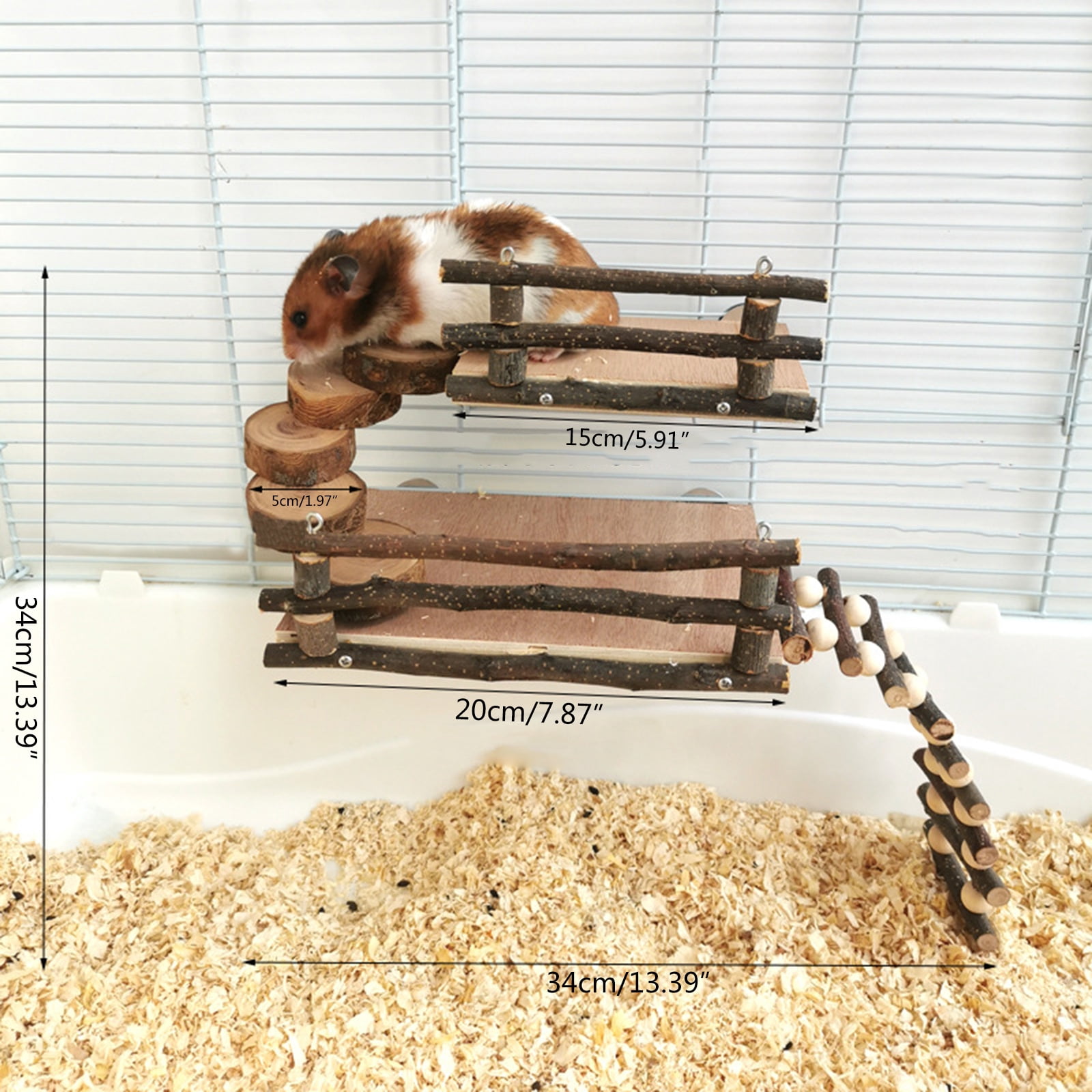 BQBQERT Hamster Wood Platform Small Animal Climbing Ladder Bridge Set for Dwarf Hamsters Sugar Gliders