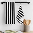 thumbnail image 3 of Black Striped Kitchen Towel Dish Cloths Set of 2, Microfiber Soft Kitchen Hand Towels, Modern Farmhouse Black and White Stripes Absorbent Quick Drying Dishcloths 18 x 28 Inches, 3 of 8