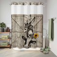 thumbnail image 6 of No Hook Shower Curtain, Funny Farm Animals Shower Curtains for Bathroom with See Through Top Window, Vintage Barn Brown Sunflowers Waterproof & Washable Bath Curtain Stall 48"x72", 6 of 9