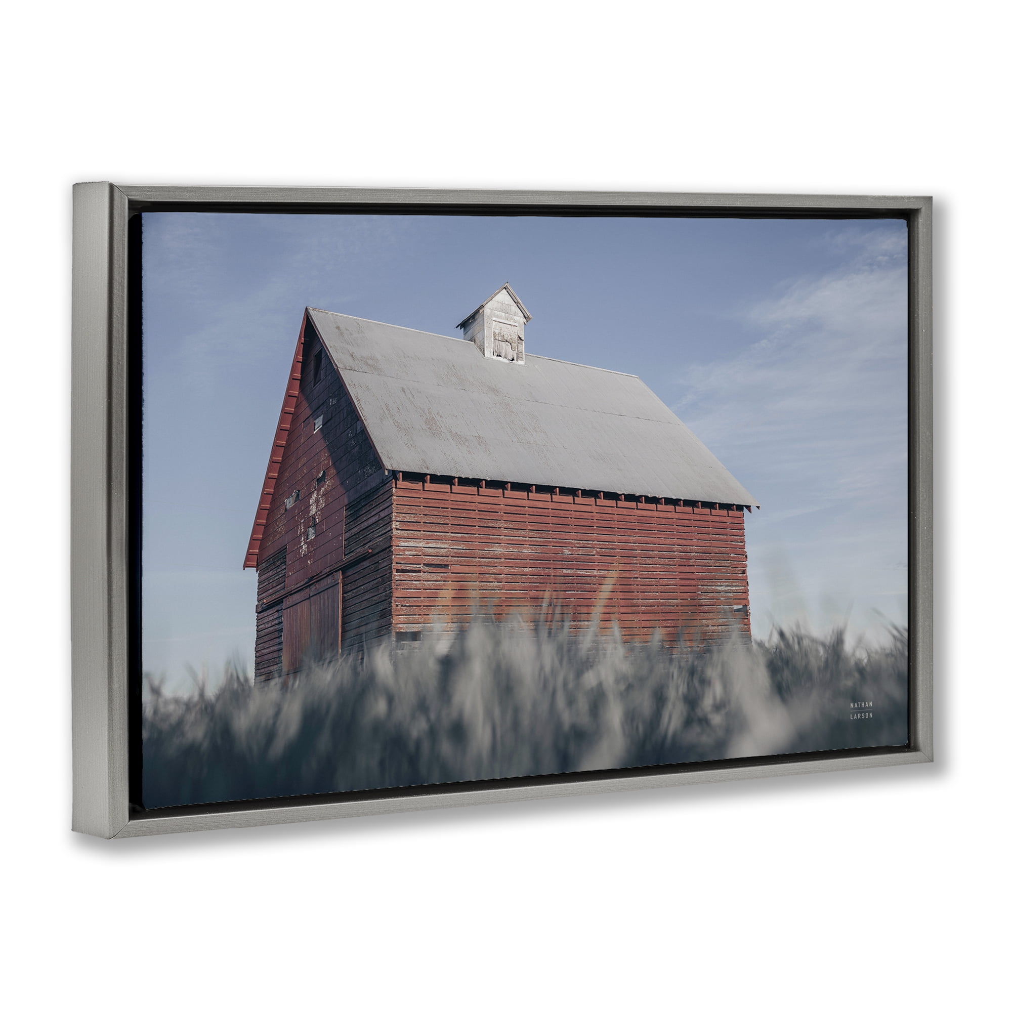 Stupell Industries End Of The Field Cottage Gray Framed Floater Canvas Wall Art, design by Nathan Larson