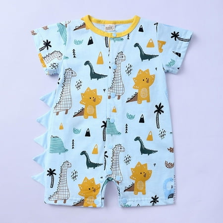 

Kids Clothes Clearance Under $5 LAWOR Newborn Kids Boys Girls Romper Short Sleeve One-Piece Cartoon Dinosaur Jumpsuit Blue 66