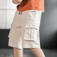 thumbnail image 3 of Pantalones cortos cargo para hombre, de gran tamaño, con bolsillos con cordón, pantalones cortos para hombre, pantalones cortos anchos y cómodos, nuevos para hombre, hermosos pantalones Y2k, 3 of 5