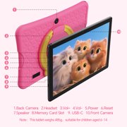 10.1 Android 15 Kids Tablet, Google Kids Space,Parent Control,6GB+64GB & Dual Camera Tablet for Kid, 6000mAh Child Education Tablet with WiFi(Pink)