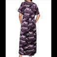 thumbnail image 3 of Vestido Camisero Informal de Verano para Mujer, Holgado, de Corta, Estilo Camuflaje, con Bolsillo Púrpura M, 3 of 8