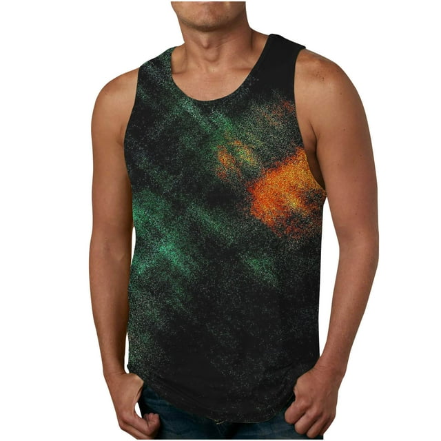 Qertyioot Nouvelle Mode Économies Décontracté Gilet d'Été pour Homme Ample Imprimé Sport Débardeur à Col Rond Caractéristiques