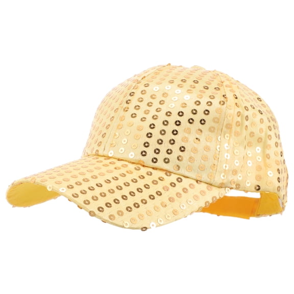 FOMIYES 1Pack Golden Sequined Hat Baseball Cap Shape Cloth Material Shiny Hat for Women Party