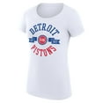 thumbnail image 2 of Women's G-III 4Her by Carl Banks White Detroit Pistons Super-Slim Fit Lightweight Large City Logo T-Shirt, 2 of 3