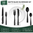thumbnail image 2 of Hiware 48-Piece Matte Black Silverware Set for 8, Stainless Steel Flatware Set with Steak Knives, Hand Wash Recommended, 2 of 7
