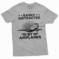thumbnail image 6 of Men's funny easily distracted by airplanes T-shirt pilot gift funny planes aircrafts engineer tee (XX-Large Military Green), 6 of 7