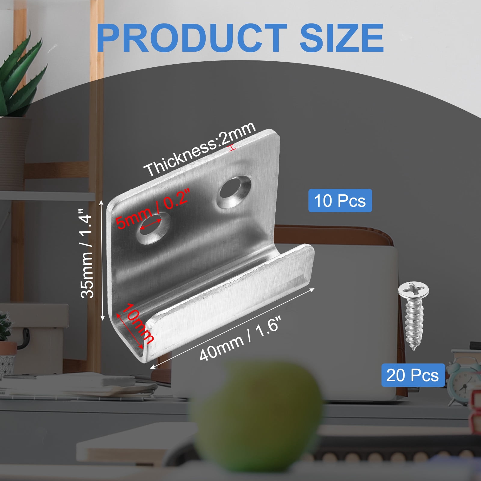Uxcell 10 Pcs Stainless Steel Tile Hanger Tile Display Bracket Silver Inner Width 0.39"