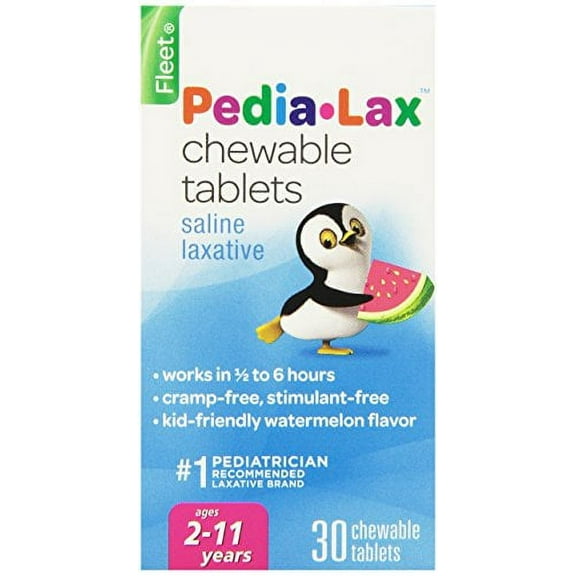 2 Pack - Fleet Pedia-Lax Chewable Tablets Watermelon Flavor 30 Tablets Each