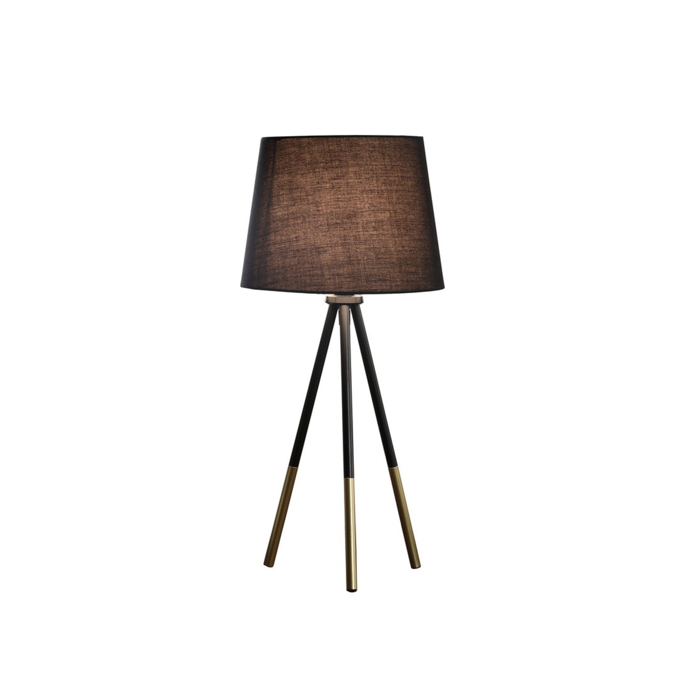 Noble House 20" Devon Tripod Metal Table Lamp, Vintage Design with Semi-Drum Shade, for Small Space, Matte Black