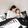 thumbnail image 5 of Feelyou Black White Crown Queen Comforter Set, Couple Anniversary Bedding Set, 3pcs, 5 of 8