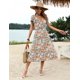 thumbnail image 3 of Vestido midi Zeagoo con estampado floral y mangas con volantes en la playa, 3 of 6