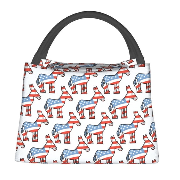 Fuzoiu Donkey Print Portable Insulation Lunch Bag,Large Lunch Box,Container Reusable Leakproof Tote for Work, Travel, and Outdoor Activities