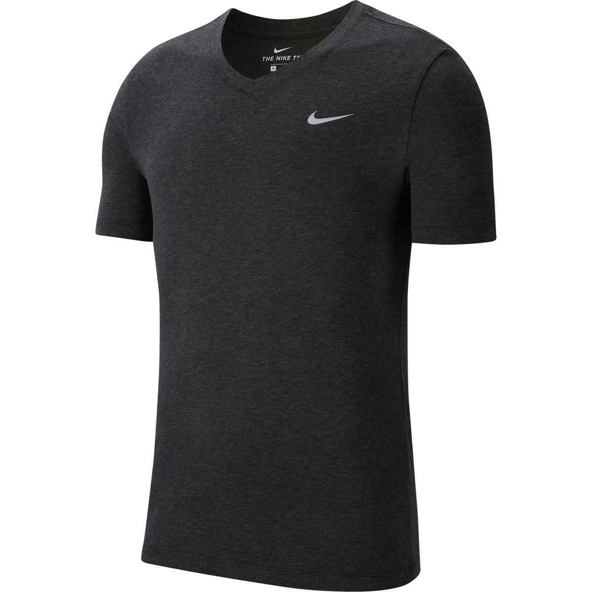 Nike - Mens T-Shirt Heather Black Small Short Sleeve Dri Fit V Neck S ...