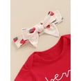 thumbnail image 6 of Suealasg Baby Girls 3Pcs Summer Clothes 3 6 12 18 Months Infant Short Sleeve Letter Print Romper + Shorts + Headband Set Newborn Girls Outfit, 6 of 7