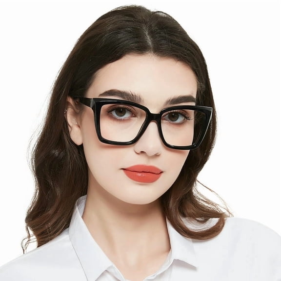 MARE AZZURO Stylish Oversized Square Women Reading Glasses 1.50, Durable Lightweight Black Frames