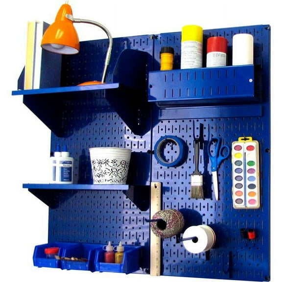 Pegboard Hobby Craft Organizer Storage Kit, Blue - 32 x 32 x 9 in.