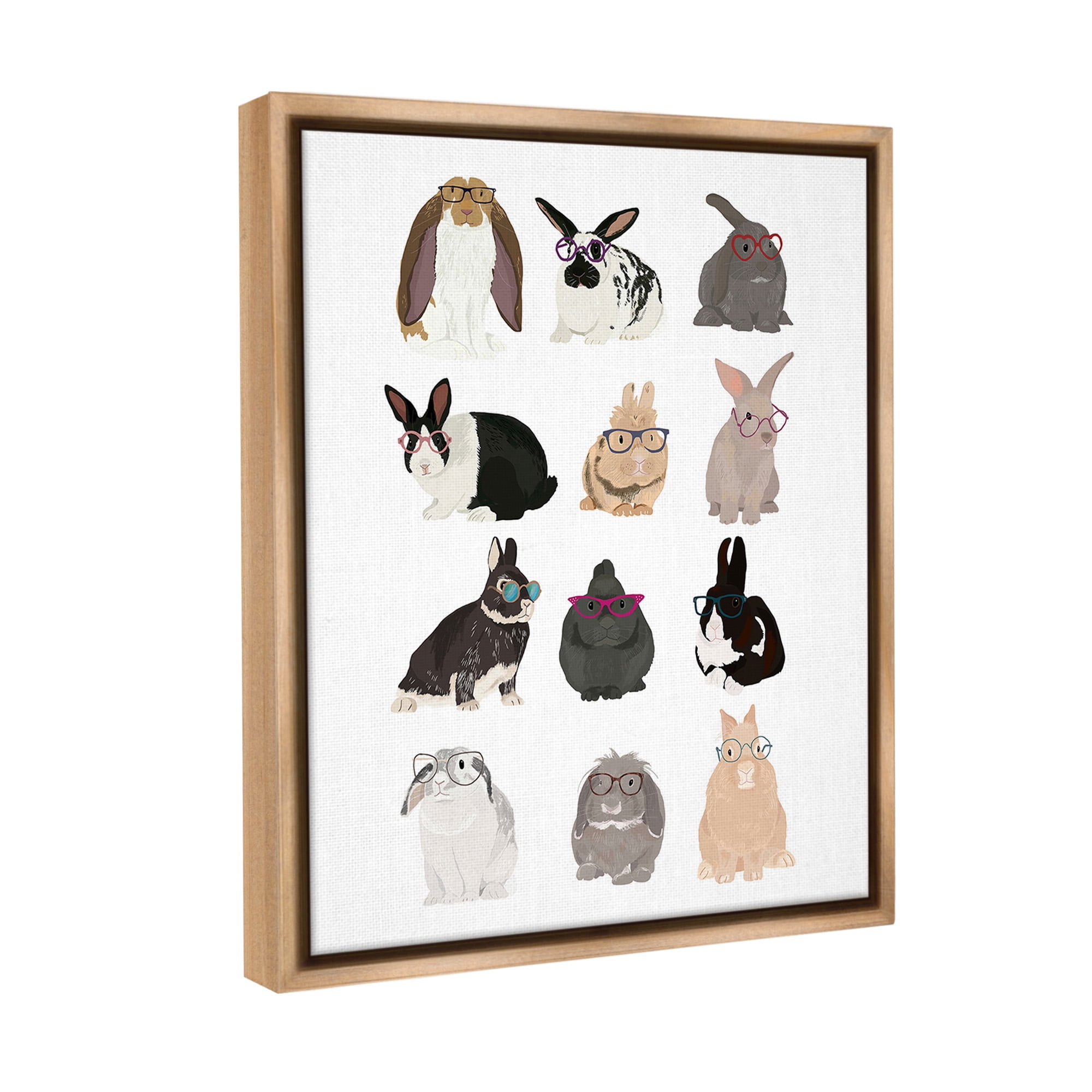 Stupell Industries Varied Hipster Bunnies Animals & Insects Painting Brown Floater Framed Canvas Art Print Wall Art, 25 x 31