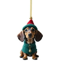 Dachshund Dog Car Hanging Ornament Acrylic Christmas Tree Decoration Cute Automotive Accessory - Handmade Colorful for Office Home Gift(G)