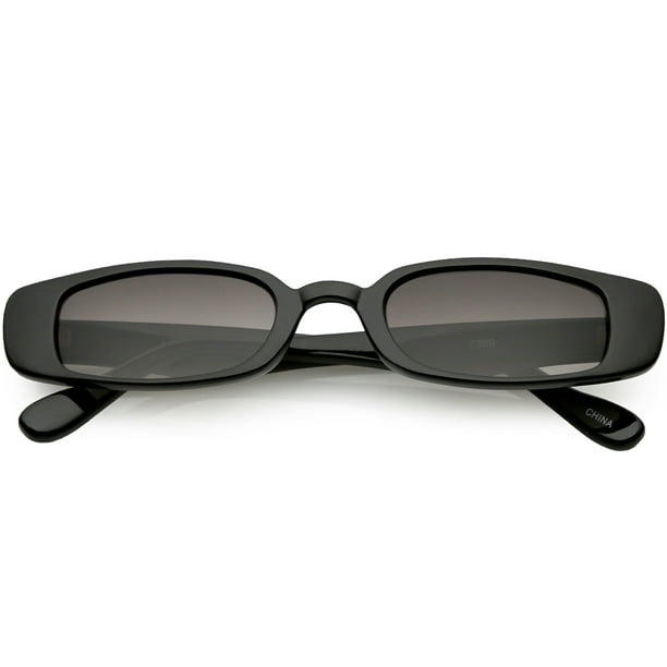 sunglass.la - Extreme Thin Small Rectangle Sunglasses Neutral Colored ...