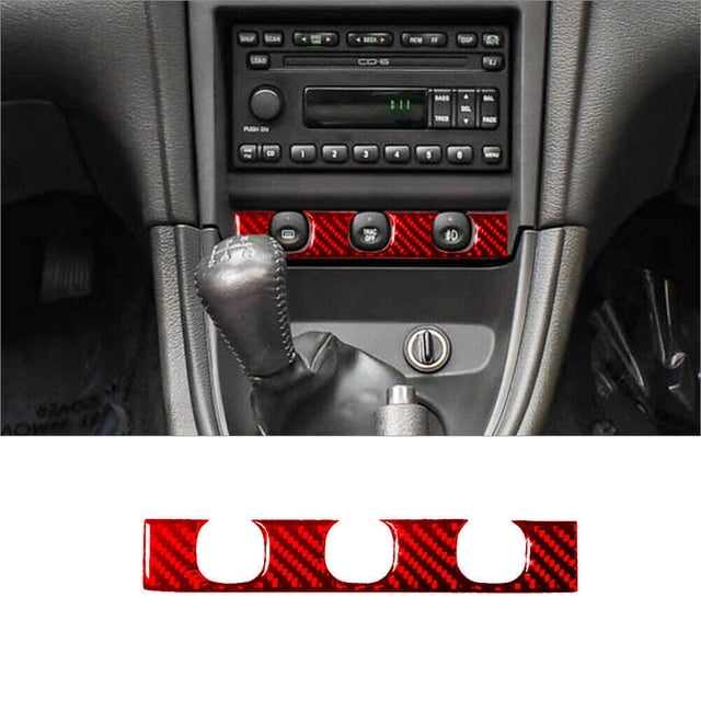 Real Bright Soft Car Interior Carbon Fiber Sticker DecorationRed Carbon Fiber Interior Headlight Control Cover For Ford Mustang 2001-04Auto Car Protection Interior Accessories