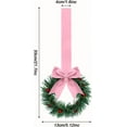 thumbnail image 2 of 6 PC Christmas Kitchen Cabinet Wreaths with Beige Ribbon Bow, 5.12” Mini Christmas Wreath Small Kitchen Xmas Decor for Window Door, 2 of 8