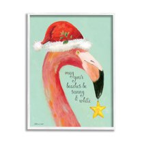 Stupell Industries Beaches Sunny & White Sand Phrase Santa Flamingo, 24 x 30, Design by Stephanie Workman Marrott