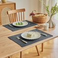 thumbnail image 2 of XINQIHANG Faux Linen Placemats Set of 4-12 x 18 Inch, Heat Resistant Double Layered Durable Burlap Farmhouse Place Mats, Non-Slip Washable Rustic Table Mats for Dining, Kitchen, Party（Dark Grey, 2 of 7