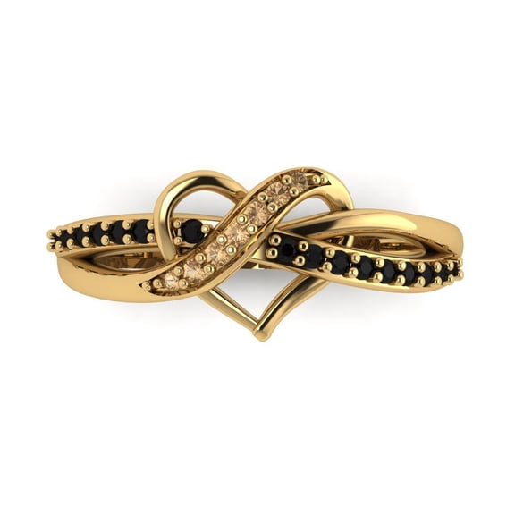 Solitaire with Accents Engagement Ring for Women - 0.22ct Simulated Champagne Diamond in 18K Yellow Gold Promise Ring