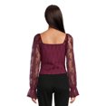 thumbnail image 3 of Self Esteem Juniors Shirred Bodice Crop Top with Blouson Sleeves, 3 of 5