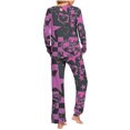 thumbnail image 4 of YWDJ Pajamas for Women Set Long Sleeve Lightweight Plus Size Floral Shirt 2 Piece Long Pants Loungewear L Black, 4 of 6