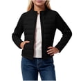 thumbnail image 3 of Casual Jacket for Girls Winter 8-15Years Tweens Girls Standing Collar Long Sleeve Solid Color Zipper Lightweight Jackets Outerwear Coat, 3 of 9