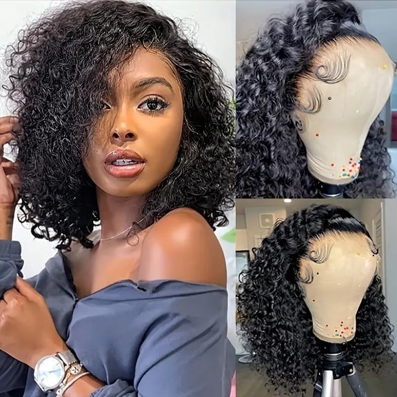 Black short curly hair African-style lace and synthetic wig