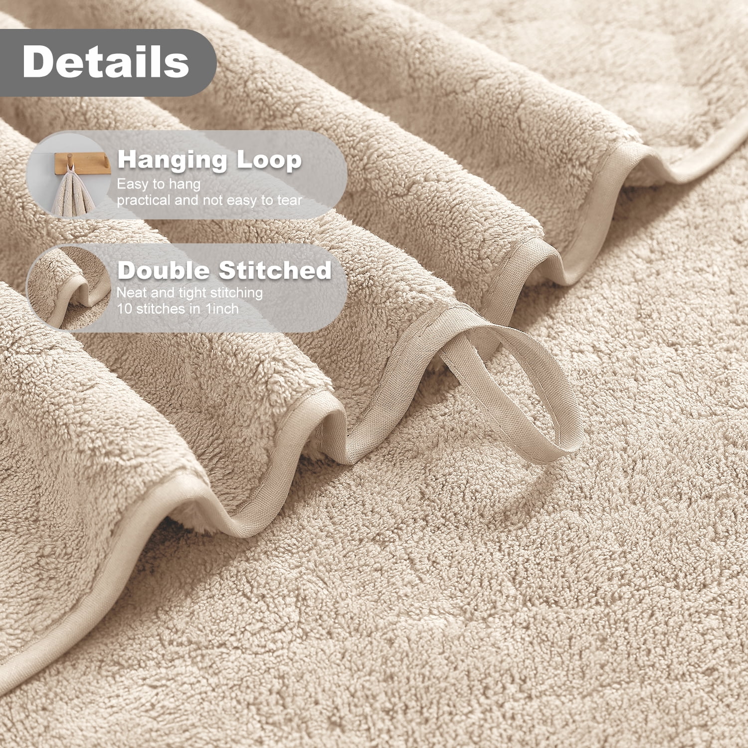 Smuge 18 pcs Bath Towel Sets, Include 6 Bath Sheet Towels, 6 Hand Towels, 6 Washcloths, Soft Microfiber Highly Absorbent Shower Towel for Bathroom Gym Spa(Camel)