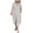 Gray, variant on Uaswgudfs V-Neck 3/4 Sleeve Flowy Midi Dress for Women - Summer Casual Dress with Button Accents, Lightweight Fabric for Beach & Daily Outings White L