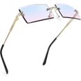 thumbnail image 2 of A pair of retro rimless sunglasses rectangular frameless candy-colored glasses female male (gold frame on blue and pink), 2 of 4