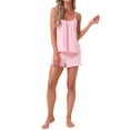 thumbnail image 2 of INSPIRE CHIC Women's Pajama Set Loungewear 2 Pcs Spagetti Straps Sleeveless Sexy Ruffles Cami Top and Shorts Sets XX-Lareg Pink, 2 of 6