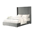 thumbnail image 7 of Gray King Bed: Fur Chenille Fabric, Mattress Ready, Contemporary Design. 82"x89" Bedroom Wood Bed Frame. Modern & Stylish. Made in Vietnam., 7 of 7