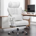 thumbnail image 2 of Efomao Desk Office Chair 400LBS, Big and Tall Office Chair, PU Leather Computer Chair, Executive Office Chair with Leg Rest and Lumbar Support, White Office Chair, 2 of 4